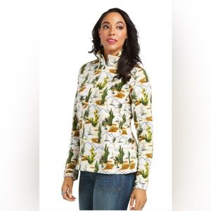 Women’s Ariat cactus print 1/4 Zip fleece size M southwestern outdoor western